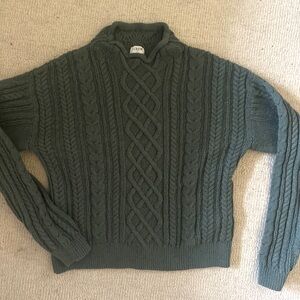 J. Crew Women’s Green Cable Knit Sweater